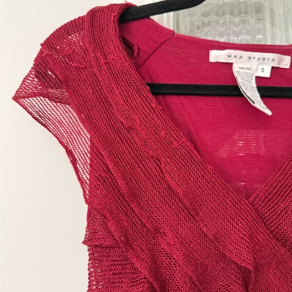 Max Studio Burgundy Ruffle Mini Dress - Picture 3 of 5